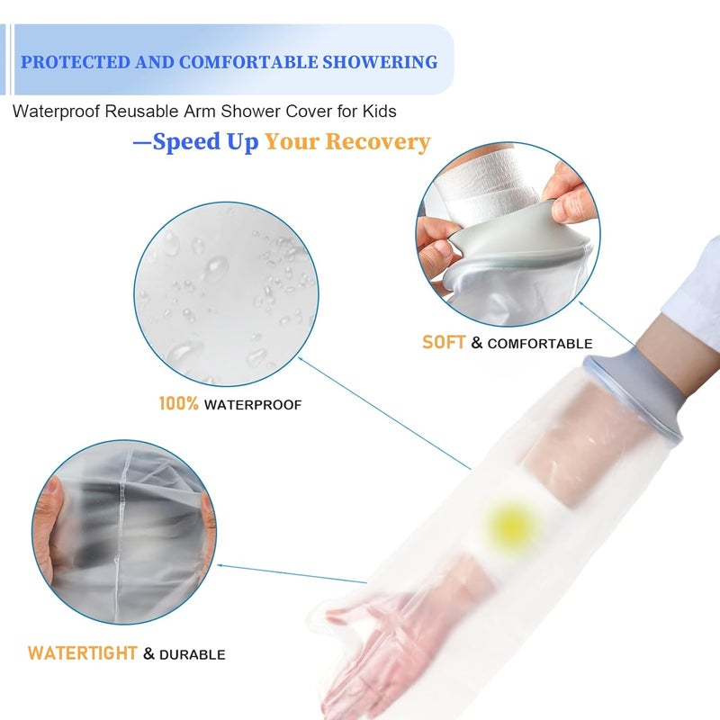 Divvsck Waterproof Full Arm Cast Covers for Shower Kids - Available in 3 Sizes|Reusable Child Long Arm Cast Sleeve Bag Covers- Watertight Protection for Wounded Elbow Wrist Hand Finger Forearm (Size:L) - Image 2